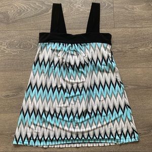 blue and white tank top